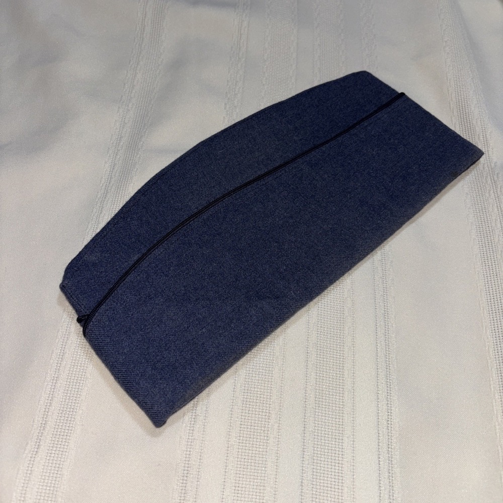 VIETNAM Era USAF Polyester Wool GARRISON‎ CAP Size 6 7/8 Serge Blue